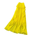 Vacation-ready yellow tube top sexy dress for women, featuring a ruffled halter neck design, a unique and stylish french-inspired long dress perfect for summer