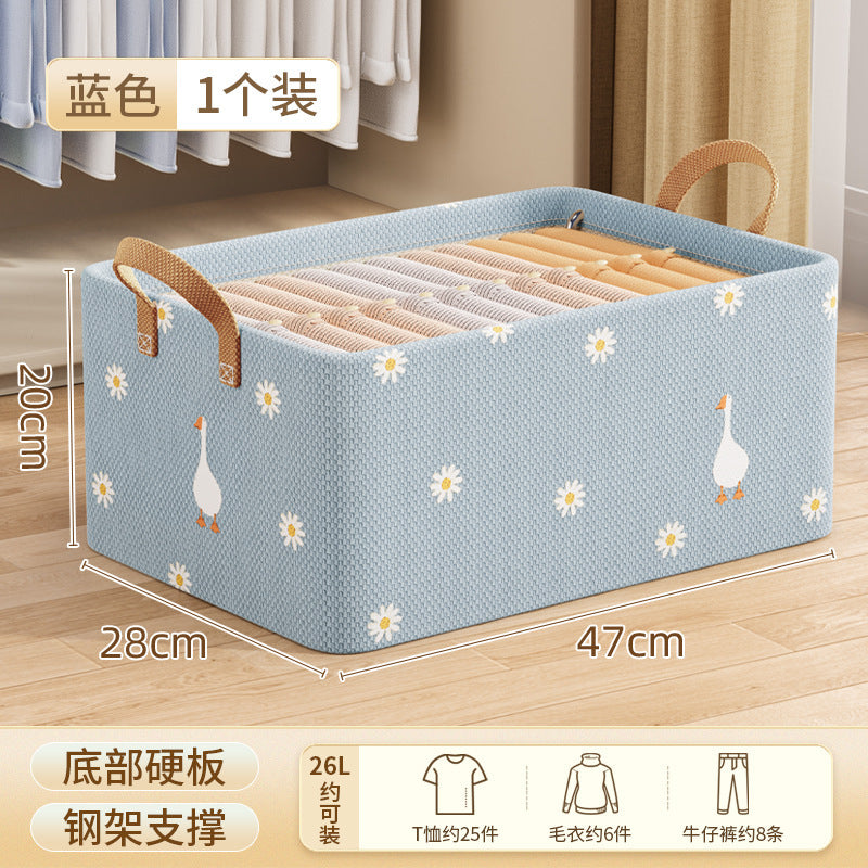 Printed foldable with steel frame storage box, household wardrobe layered arrangement, dormitory storage box, drawer type storage basket