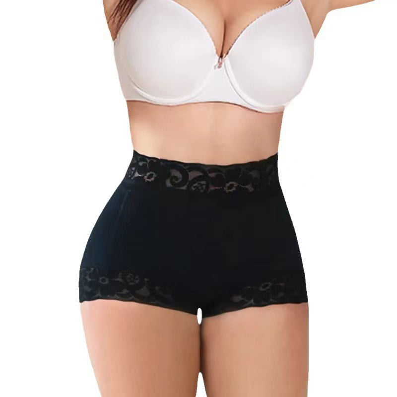 hardened mesh high waist hip lifting and abdominal tightening pants for women lace glue summer body shaping pants boxer waist tightening pants