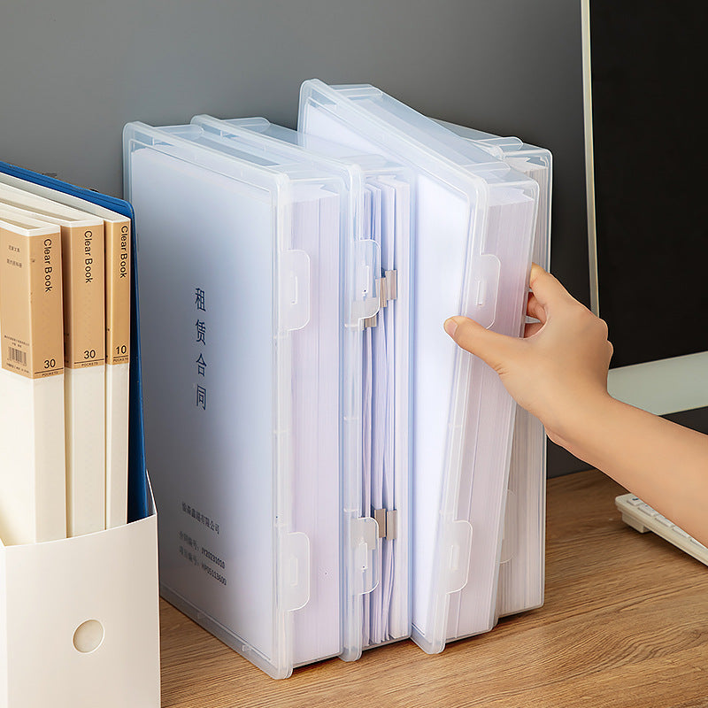 Desk a4 paper storage box plastic transparent desk finishing box square with lid dustproof desktop file storage box