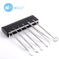 Stainless steel dentist tool set - 6-piece dental examination kit for teeth whitening, includes mouth mirror and probe - large inventory available