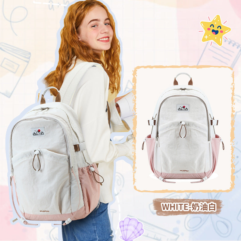 Rui brand backpack, female college student sports travel backpack, large capacity, light and water-proof, junior high school and high school student schoolbag