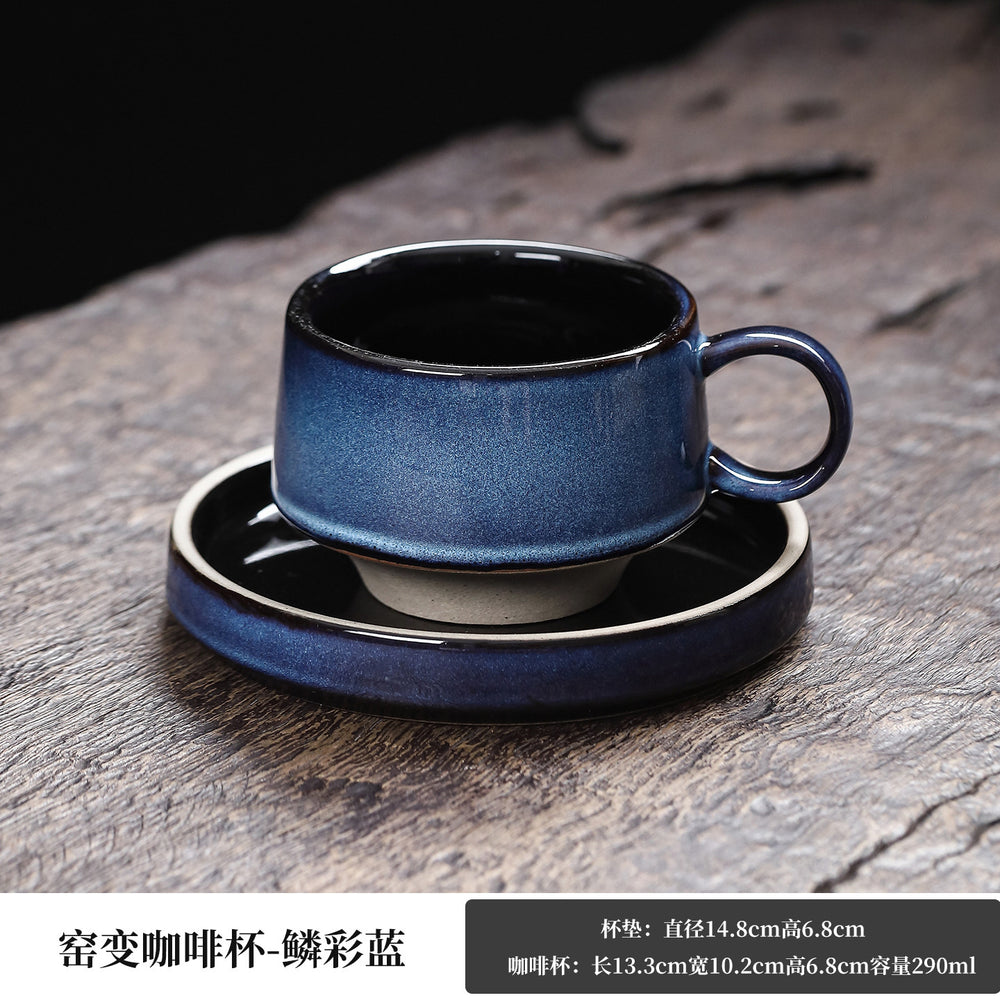 Retro style japanese coffee cup and saucer kiln-turned ceramic cup and saucer high-looking afternoon tea cup latte coffee cup and saucer