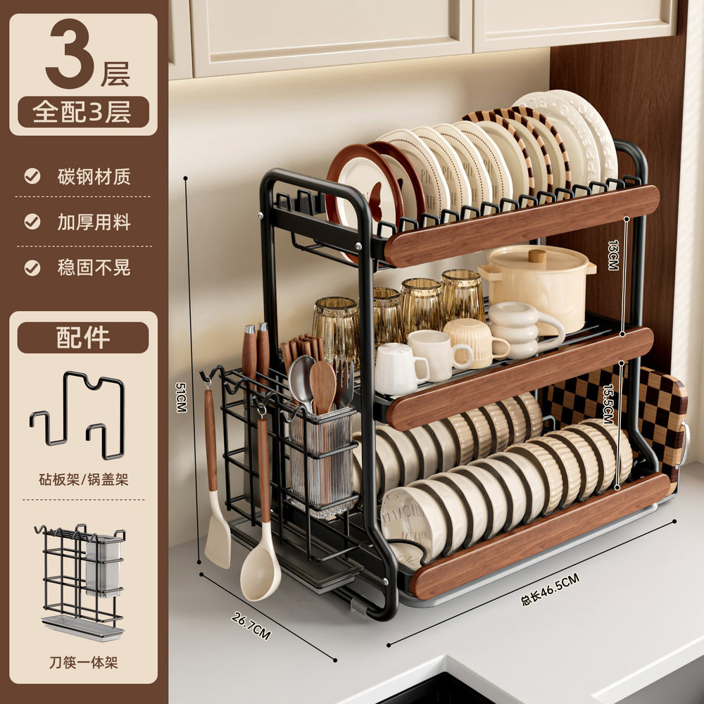 Medieval style kitchen stainless steel dish storage rack drain rack countertop multifunctional storage rack dish rack dishes plates cupboard