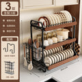 Medieval style kitchen stainless steel dish storage rack drain rack countertop multifunctional storage rack dish rack dishes plates cupboard