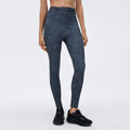 Vintage denim style sports bra high waist tight stretch running training fitness pants sports yoga suit women