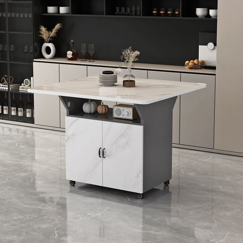 Movable foldable dining table small apartment for home rectangular foldable island table multifunctional storage storage sideboard