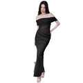 european and american women's clothing  summer new arrivals: pure & sultry one-shoulder sexy see-through mesh patchwork dress