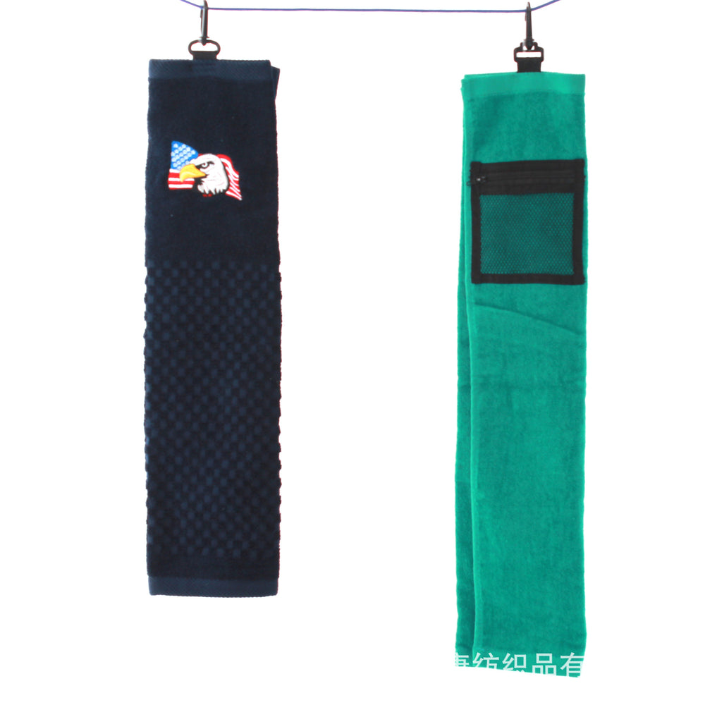 Factory personalized pure cotton golf towel cut velvet personalized embroidery air hole hook yarn-dyed printing personalized logo