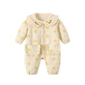 Baby clothes  new infant rompers autumn and winter pastoral style lapel embroidery rompers infant and toddler clothing
