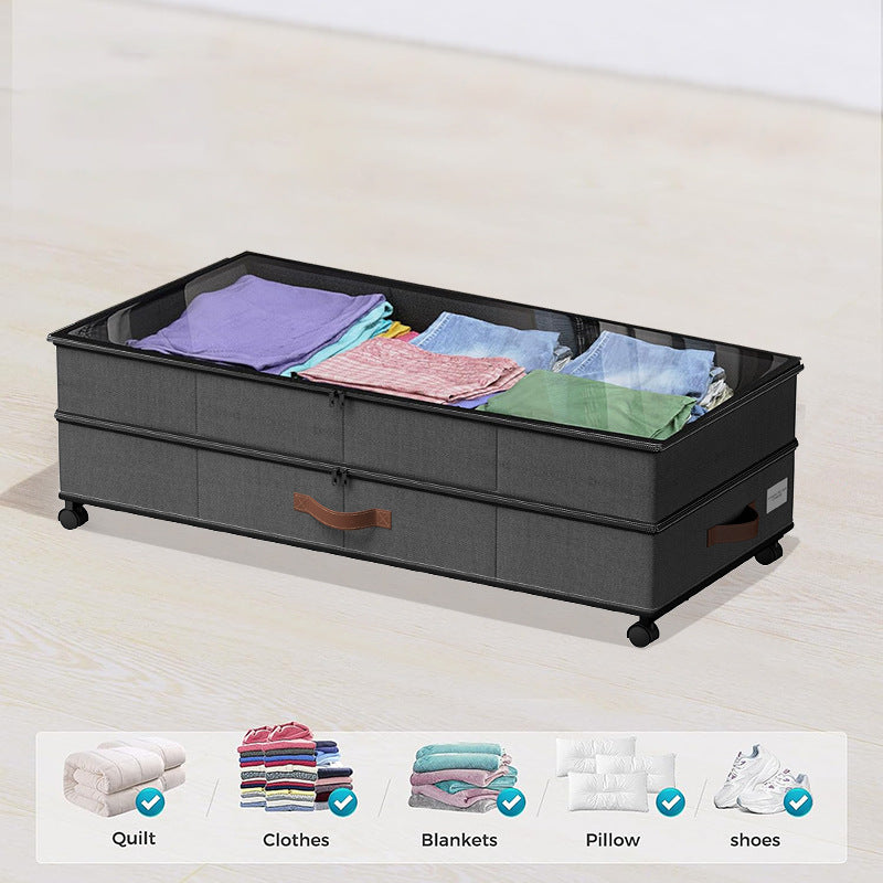 Cross-border new double-layer adjustable bed bottom storage frame, under-bed storage box, closed large heightening clothing storage box