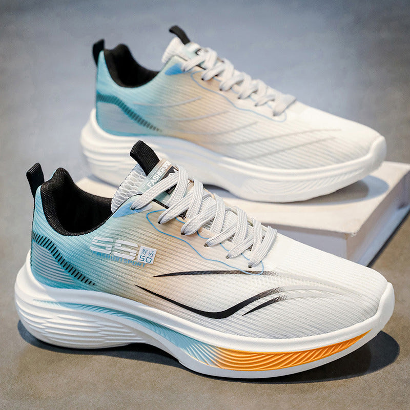 Summer men's new ice silk mesh breathable running shoes ultra-light thick sole trendy casual athletic sneakers