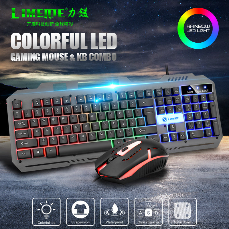 Li-mag t25 mechanical feel keyboard and mouse combo - wired metal keycap set for gaming, office, and desktop use