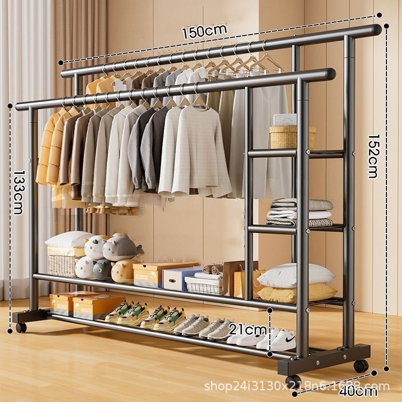 Simple clothes drying rack floor-standing clothes rack dormitory bedroom coat rack indoor balcony thickened rack for home