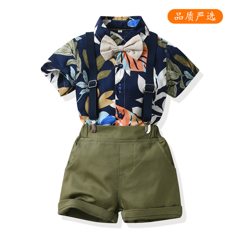 Boys' summer outfit: new stylish floral shirt set for boys - short-sleeve shirt, kids' cool beach style, oem customization available