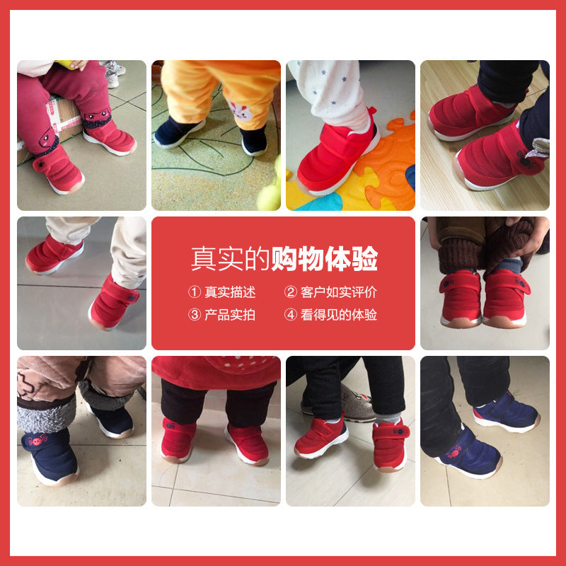 Baby walking shoes for girls, sizes 0-1 to 1-3 years, infant shoes, toddler autumn/winter soft sole, fleece-lined and thickened, cotton shoes for boys