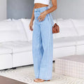 women's jeans:   hot-selling european and american style elegant commute wide-leg jeans, washed stretch denim