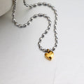 High-end fashion minimalist design titanium steel 18k gold plated necklace, luxury heart clavicle chain, vintage peach heart chain