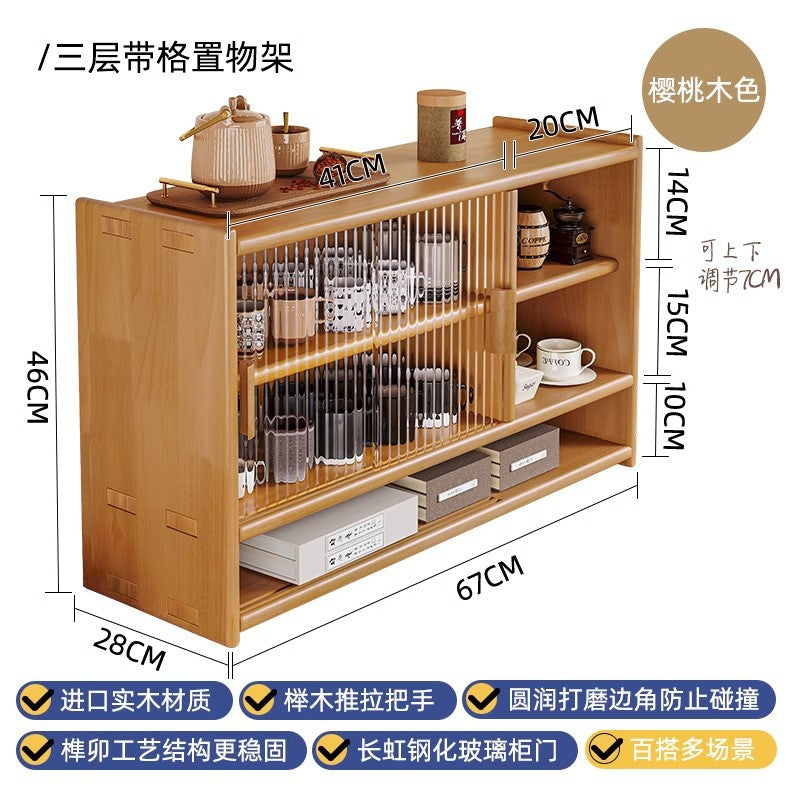 Solid wood bay window cabinet storage locker household balcony renovation window sill antique bookshelf Japanese dust-proof bookcase