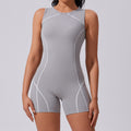 European and american summer color block zipper yoga jumpsuit women's dance bodysuit aerial silk workout bodysuit breathable fitness apparel