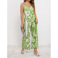 code new arrival  women's original fashion tropical floral v-neck cami jumpsuit