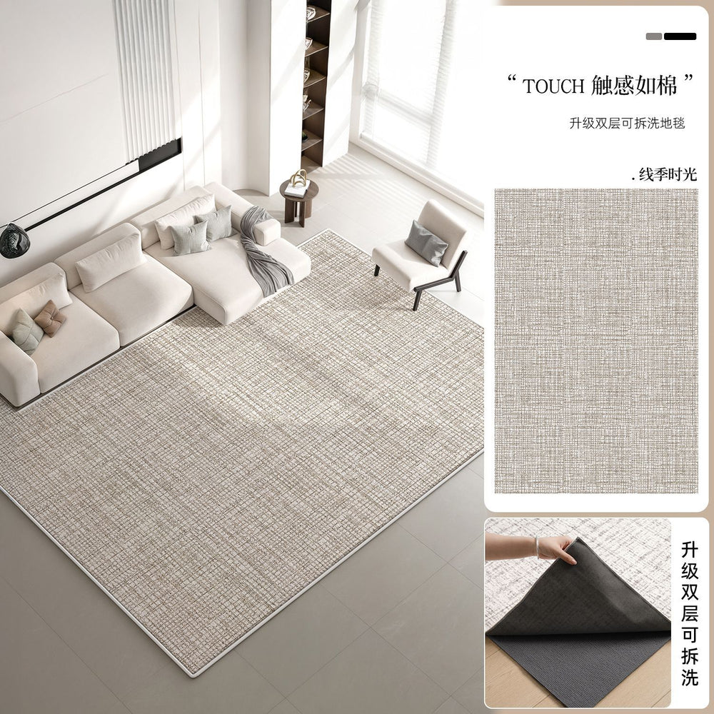 Removable and washable double-layer carpet cream style  new machine washable glue-free carpet floor mat can be wiped over a large area