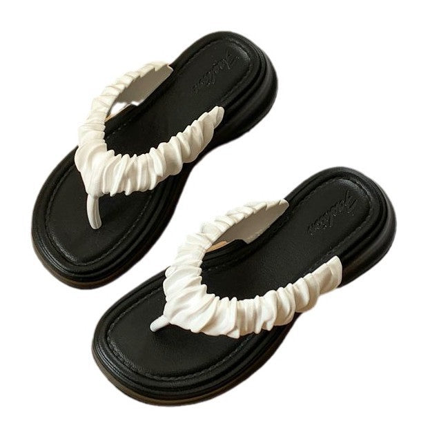 Versatile flip-flops for women, summer new arrivaleva stepping on shit, flip-flop beach shoes for women, thick sole shoes, non-slip slippers