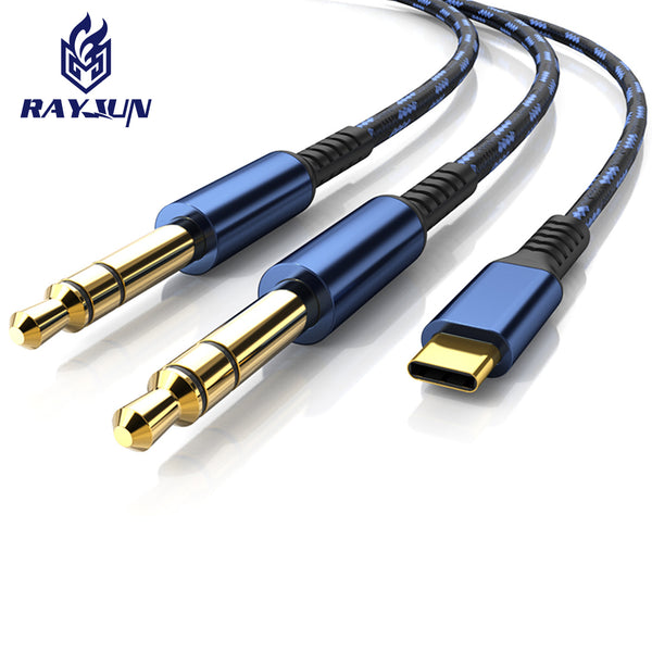 Typec to double 6.5 audio cable one point and two adapter 6.35mm mobile phone connection mixer power amplifier stereo