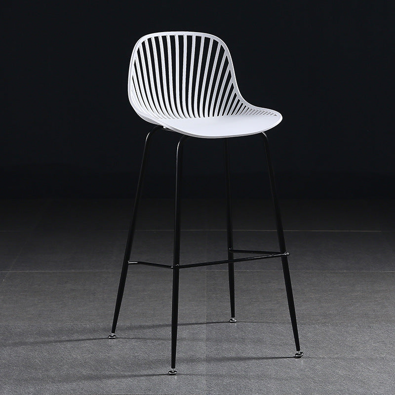 Scandinavian bar chair high stool modern casual plastic bar chair for homepopular back bar stool iron dining chair