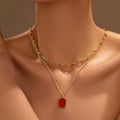 Amazon gold layered pendant gold plated crystal choker paperclip rhinestone necklace women's party prom jewelry