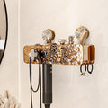 Suction cup hair dryer holder - minimalist luxury design, no-drill bathroom organizer, all-in-one hanging rack for home use