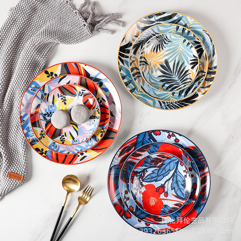 Nordic art ceramic dessert plate - three-tiered skewer plate for fruit and pastries - wholesale feature plates for hotels and restaurants