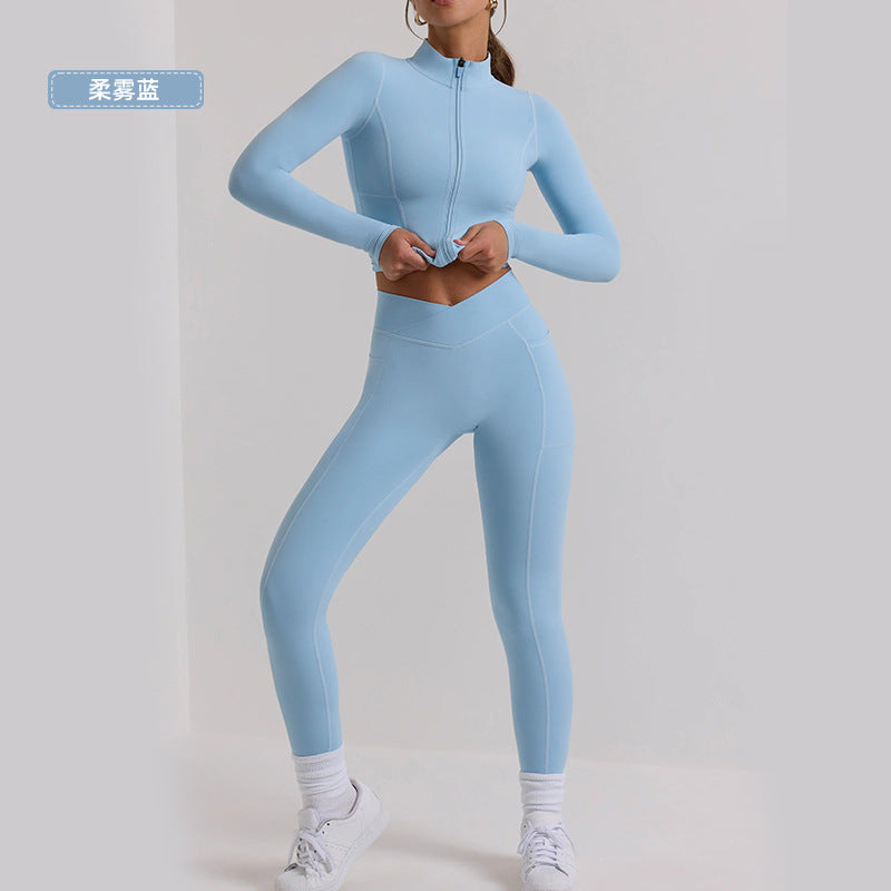 new arrival long-sleeve yoga top and bottom set - premium women's activewear two-piece workout outfit