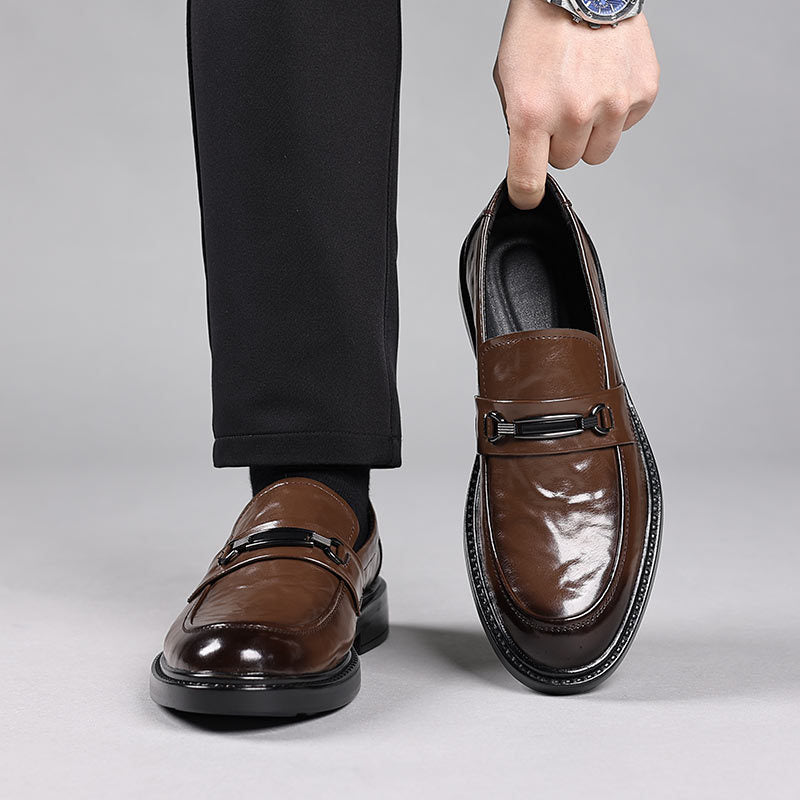 Genuine leather men's soft leather soft sole leather shoes thick sole bean shoes business formal work casual daily leather shoes