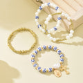 Wholesale blue and white porcelain beaded bracelets - european and american cross-border retro chinese style personalized faux pearl cross pendant jewelry