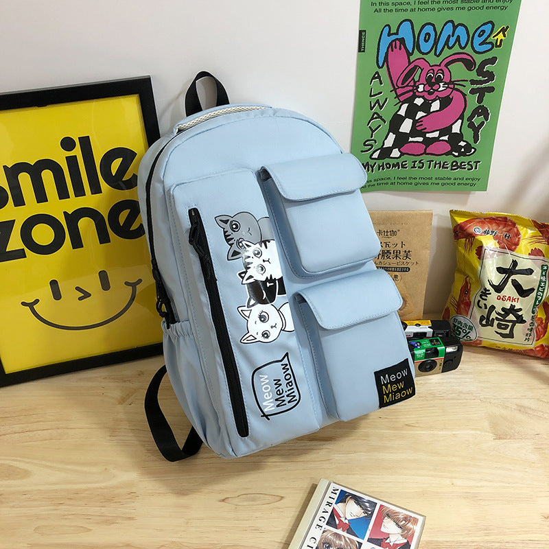 New Korean multi-functional dual-purpose thickened fabric schoolbag Internet celebrity lazy wind dirt-resistant di y large-capacity backpack