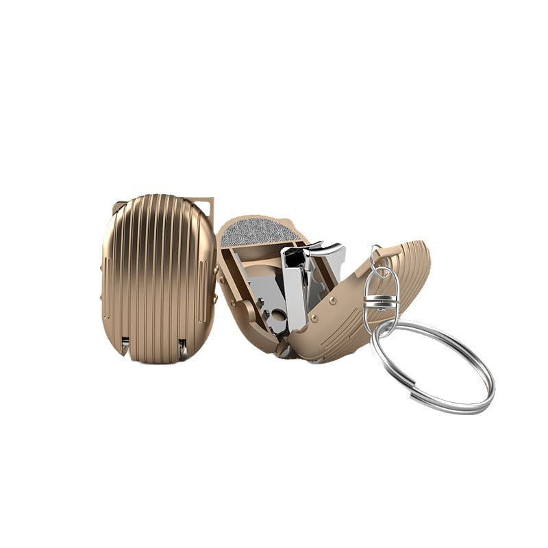 Mini folding nail clippers stainless steel portable manicure tool nail clipper set creative keychain accessories