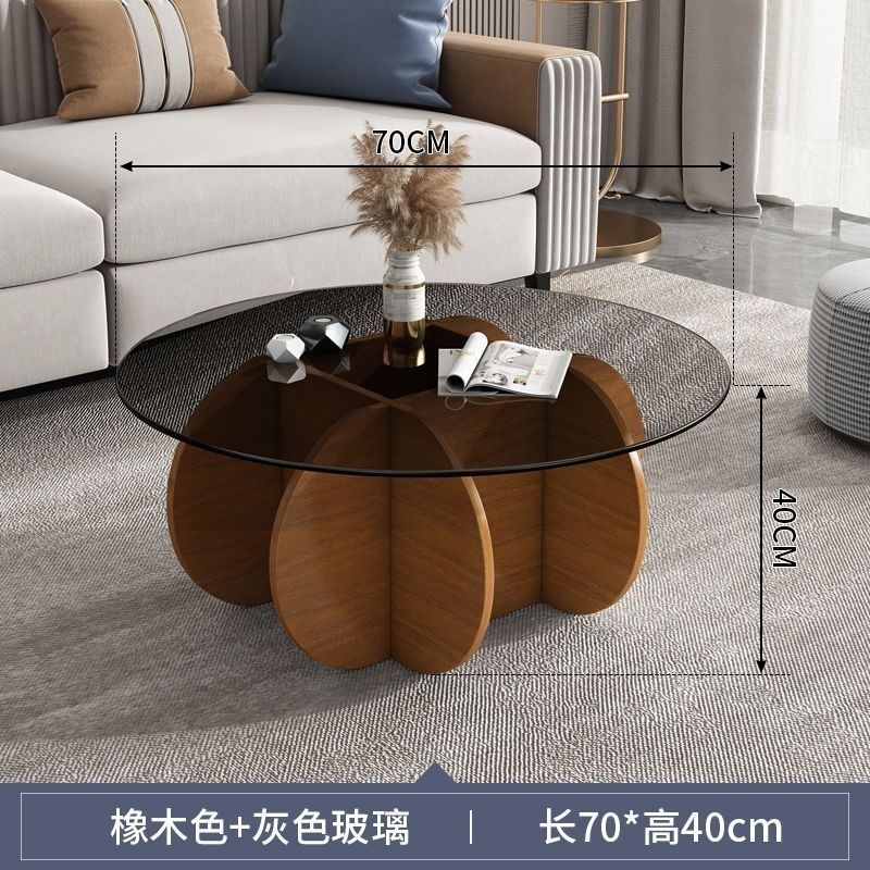 Accessible luxury tempered glass coffee table living room for home small apartment slate round popular creative normcore balcony tea table