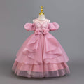 New in stock puff sleeve children's dress sequin wedding dress princess dress girls performance dress kids dress