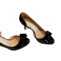 Nude high heels women's stiletto heels 2025 spring and autumn new bow round toe celebrity classy side open patent leather flats
