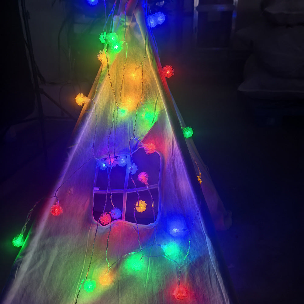 LED hairball small colorful lights flashing Christmas wedding bedroom decorative light string dandelion solar light string