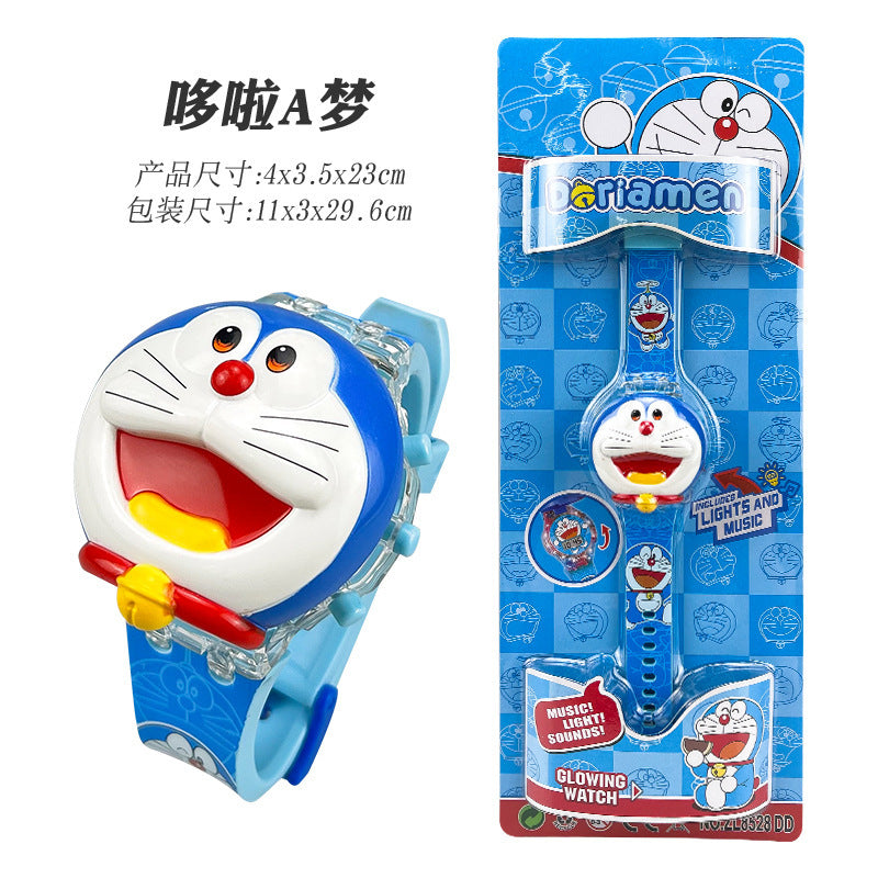 Kids' elsa kt cat musical light-up watch - elementary school cartoon flip electronic watch - kindergarten gift