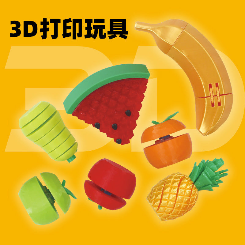 New cross-border 3d printed fruit decompression set - spiral press fruit banana plate storage fruit plate toy
