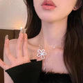 Micro-paved zircon five-petal flower necklace, accessible luxury, niche design for women, high-end, 2026 new trendy collarbone chain