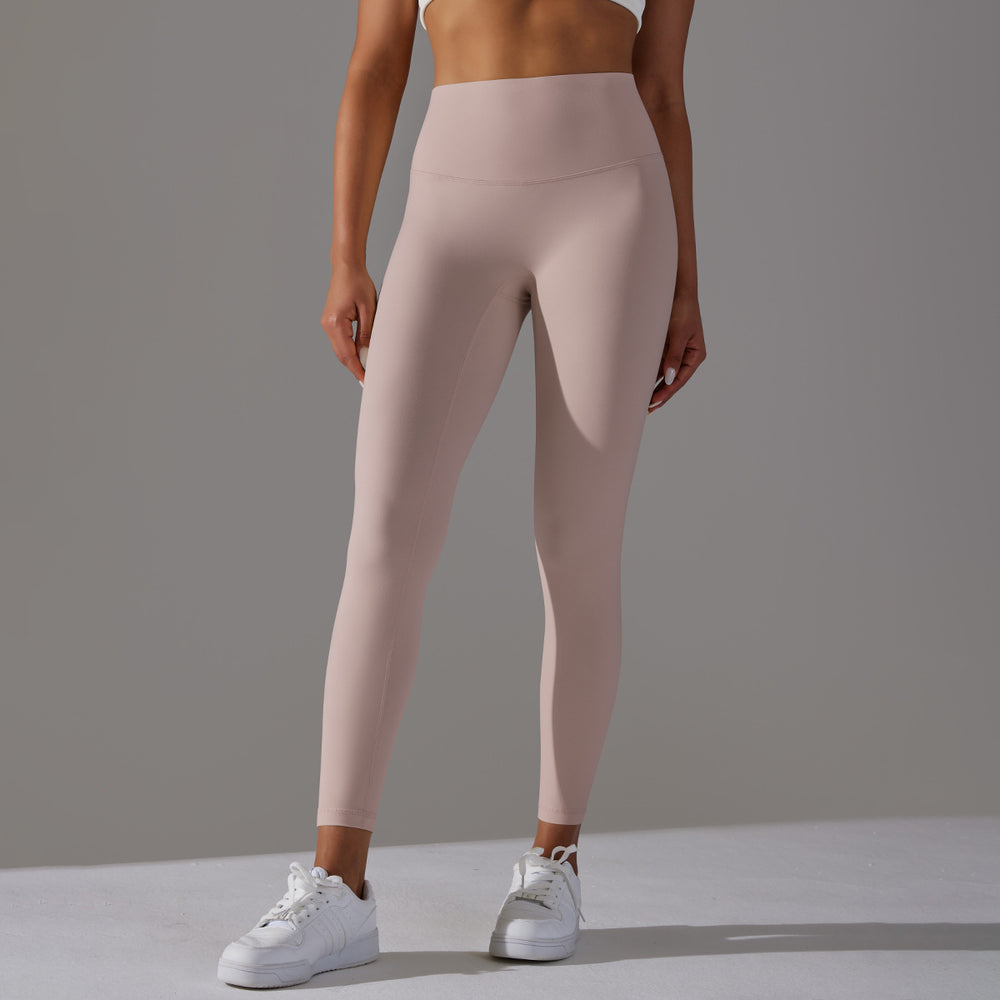 No awkward line double-sided brushed nude breathable yoga nine-point pants high waist hip lift peach tight sports fitness pants