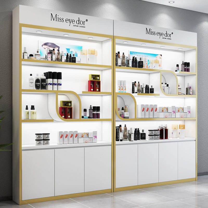 Paint Cosmetics Display Cabinet MDF Fiberboard Storage Movable Beauty Salon Product Cabinet Creative Display Cabinet