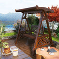 Outdoor swing hanging chair for homeindoor balcony hanging chair outdoor courtyard solid wood swing double three-person rocking chair