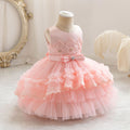 Ready-to-ship new girls' evening gown double-layer wedding cake princess dress first birthday party dress kids dress