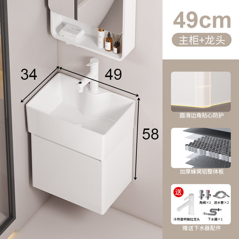 Small apartment circular arc bathroom cabinet deepened wash basin space honeycomb aluminum washbasin cabinet combined toilet washbasin