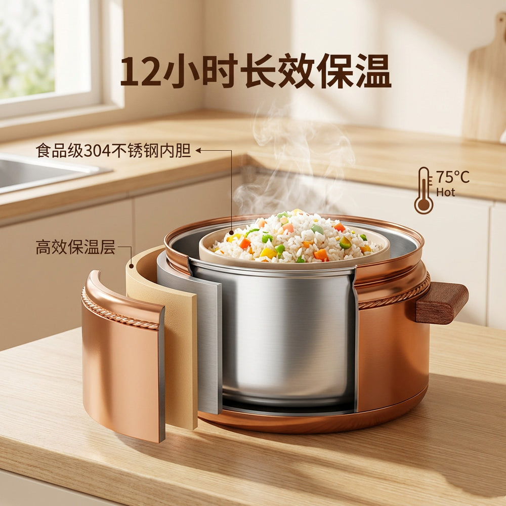 New arrivalnew arrival 3pc thermal insulation box jade handle thermal insulation box cross-border product selection first choice 1.0l-2.0l-3.5l